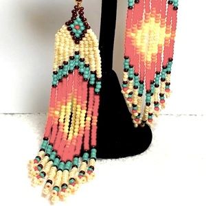 Luxury Hand Crafted Beaded Earrings Chandelier 4” Quality Materials Gypsy Swing